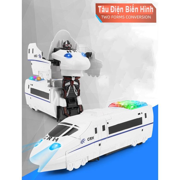 Tàu Điện Biến Hình Robot 2in1 Phát Sáng Phát Nhạc