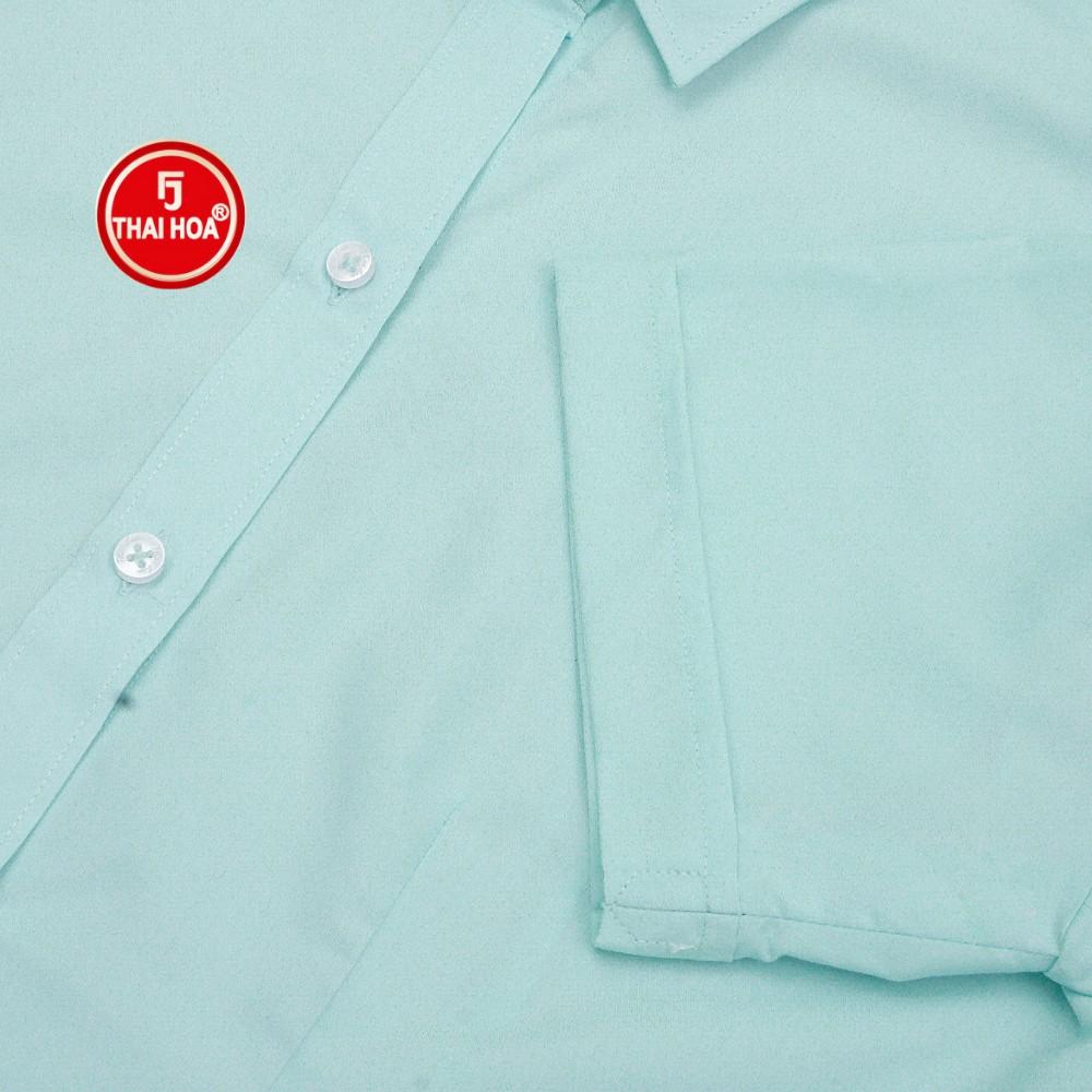 Áo sơ mi thời trang Thái Hòa N047-04-01 vải cotton thoáng mát màu xanh thiên thanh