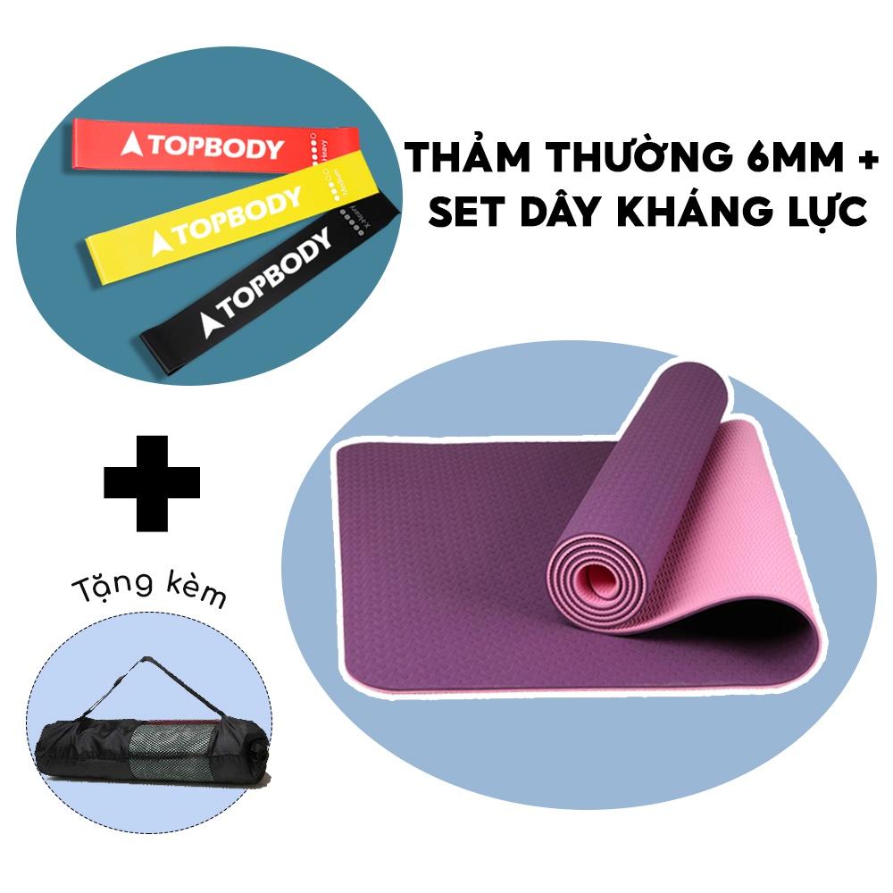 Thảm Tập Yoga, Thảm Yoga Định Tuyến TPE cao cấp 2 lớp tặng kèm túi đựng - Thảm yoga chống trượt TOPBODY