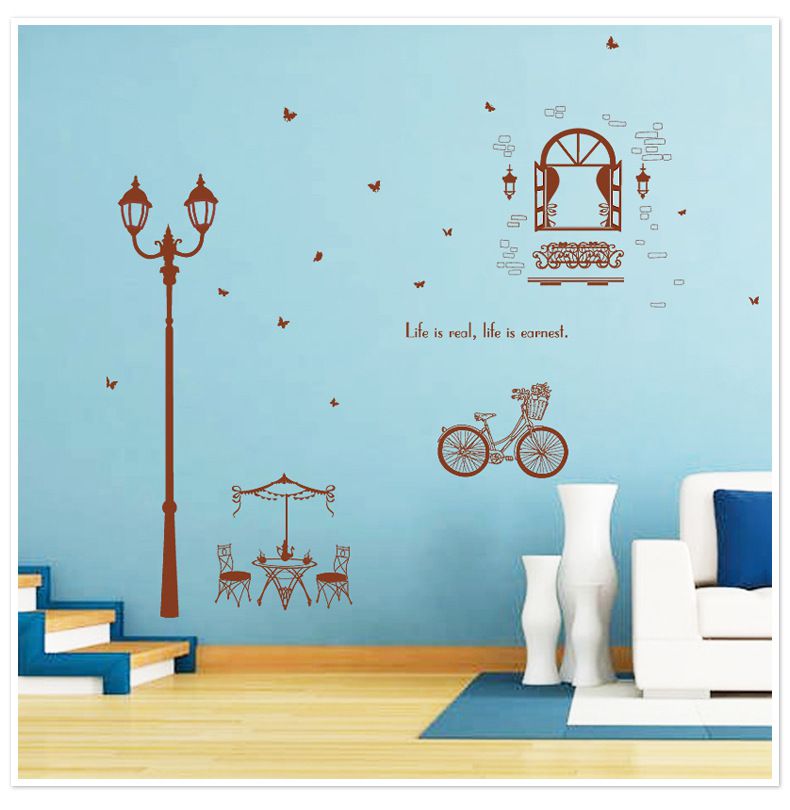 Decal dán tường Cột đèn nâu AmyShop DKN059