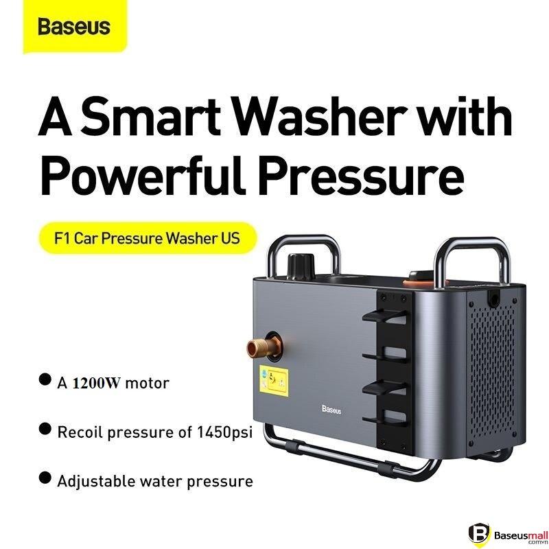 Máy nén tăng áp đa năng Baseus F1 Pressure Car Smart Washer ( 1200W/100bar/ IPX5) - Hàng chính hãng