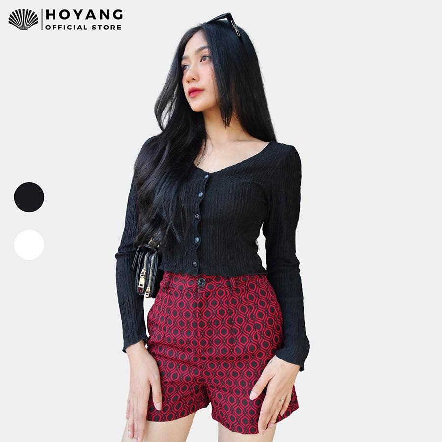 Áo Thun Gân Croptop Tay Dài HOYANG A161