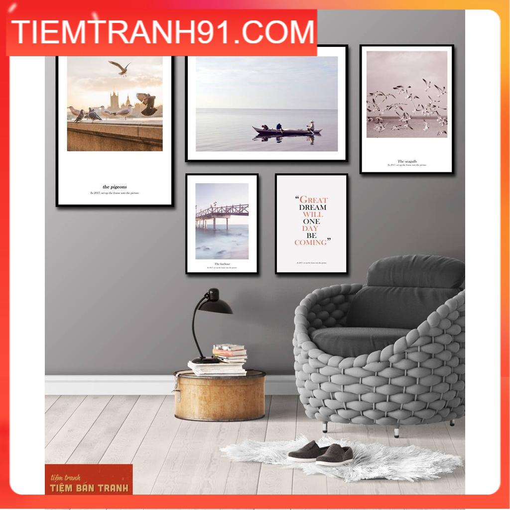 Tranh treo tường - Bộ 5 tranh canvas Bắc Âu hiện đại 19 , tranh canvas giá rẻ