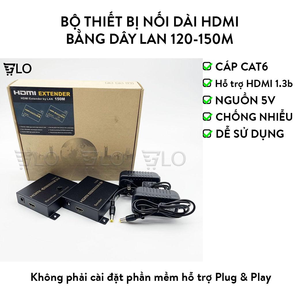 Bộ Thiết Bị Nối Dài HDMI Bằng Dây Lan 120-150m (Hdmi Extender 150m) - Bộ Kích Tín Hiệu HDMI Chống Nhiễu Cực Tốt