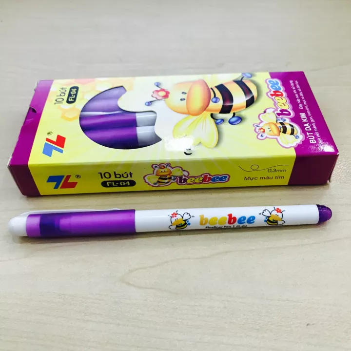 Hộp 10 Bút lông kim Beebee Thiên Long FL-04 Ngòi 0.3mm - Mực tím