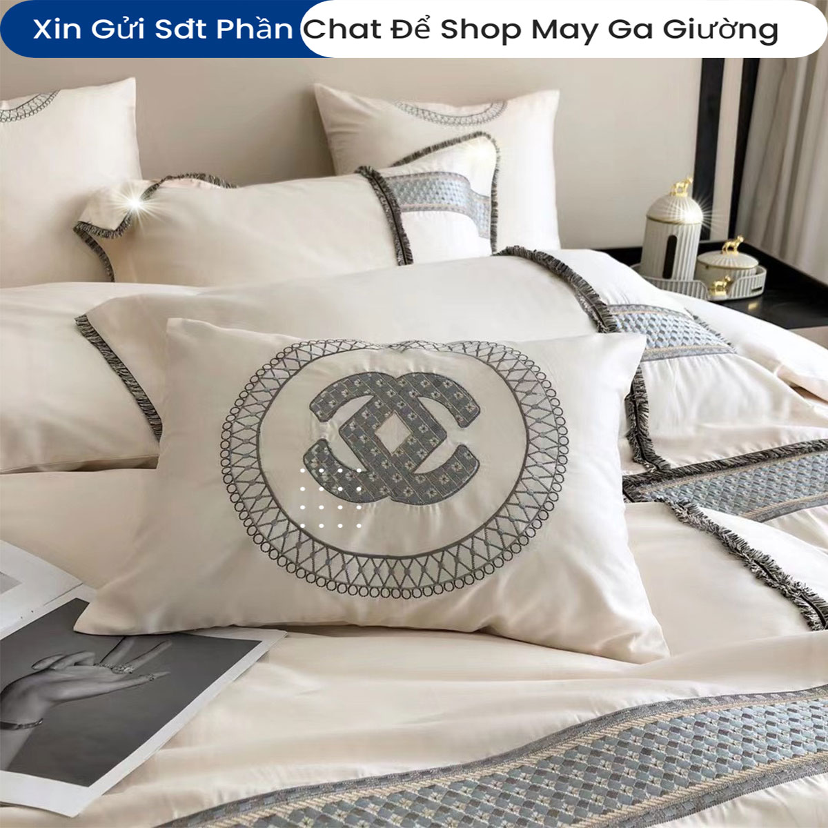 Bộ Chăn Ga Gối Đệm Lụa Tencel 120s 5 Món ANNA NGUYÊN Cao Cấp Chăn Chần Bông Lụa Mềm