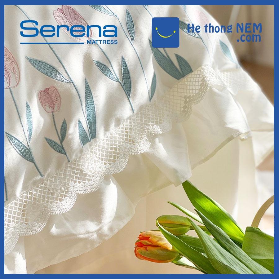 Bộ Chăn Ga Gối 5 Món Lụa Satin SERENA Chăn Ga Gối Đệm Drap Trải Giường - Hệ Thống Nệm