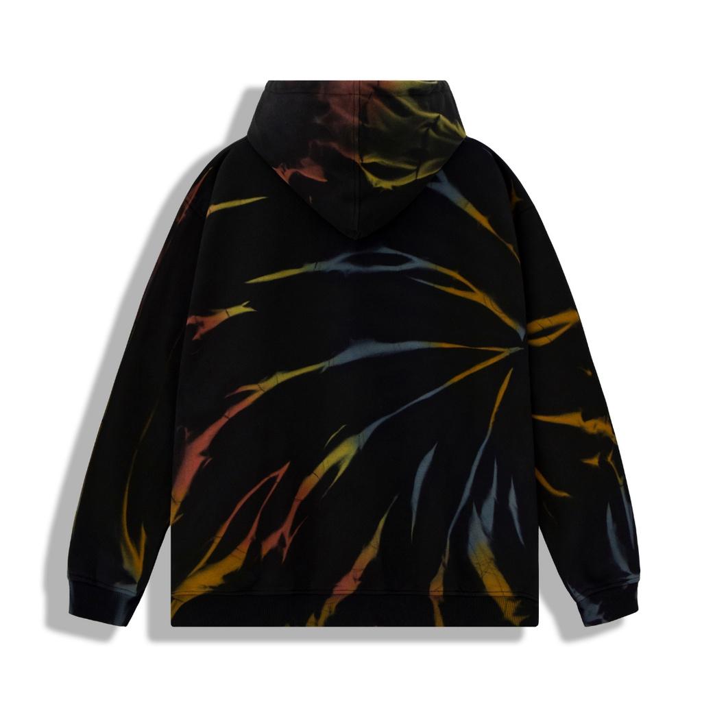 Áo hoodie nam nữ unisex có nón SWE REVERSE TIE DYE HOODIE Đen họa tiết cá tính