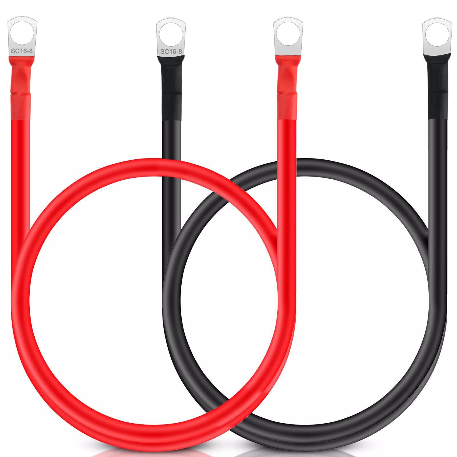 2 mảnh cáp pin M8 50cm, cáp pin 12V Cáp pin 16mm2 đồng, cầu nối nguồn điện, pin ô tô cộng với cáp với 2 màn hình, cho cáp điện mặt trời xe máy, v.v.