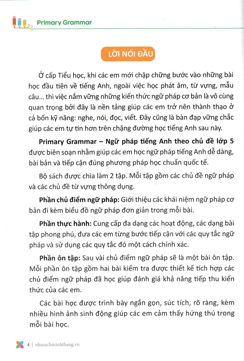 PRIMARY GRAMMAR - NGỮ PHÁP TIẾNG ANH THEO CHỦ ĐỀ LỚP 5 - TẬP 1_MT