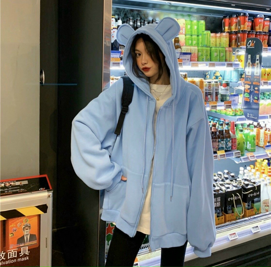 ÁO HOODIE - ÁO KHOÁC NỈ NGOẠI Dây full zip  HOOIDE MỚI HỌA TIẾT TAI THỎ