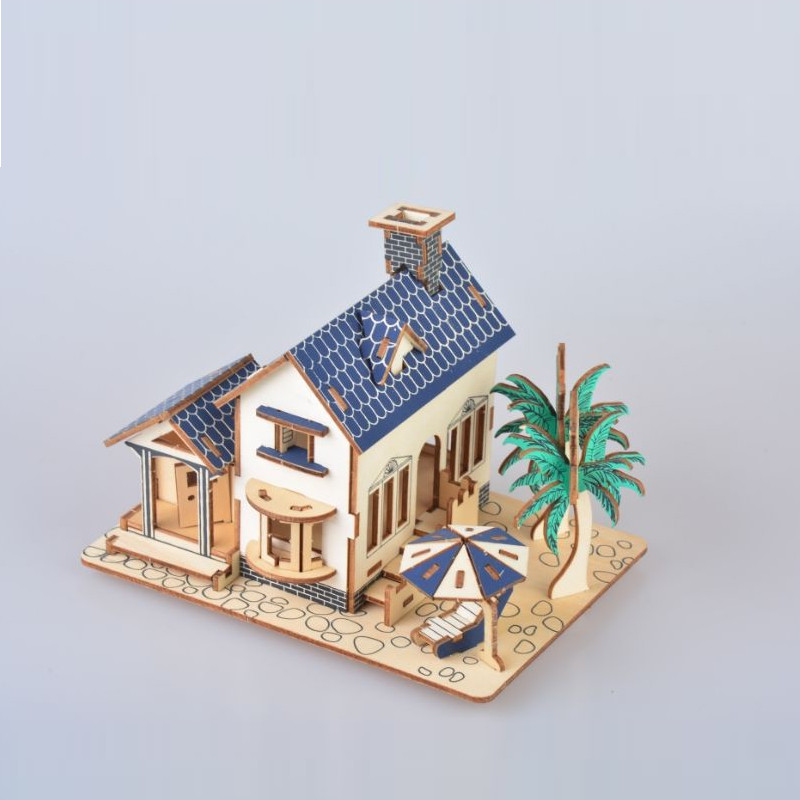 Đồ chơi lắp ráp gỗ 3D Mô hình Nhà Beach House Laser