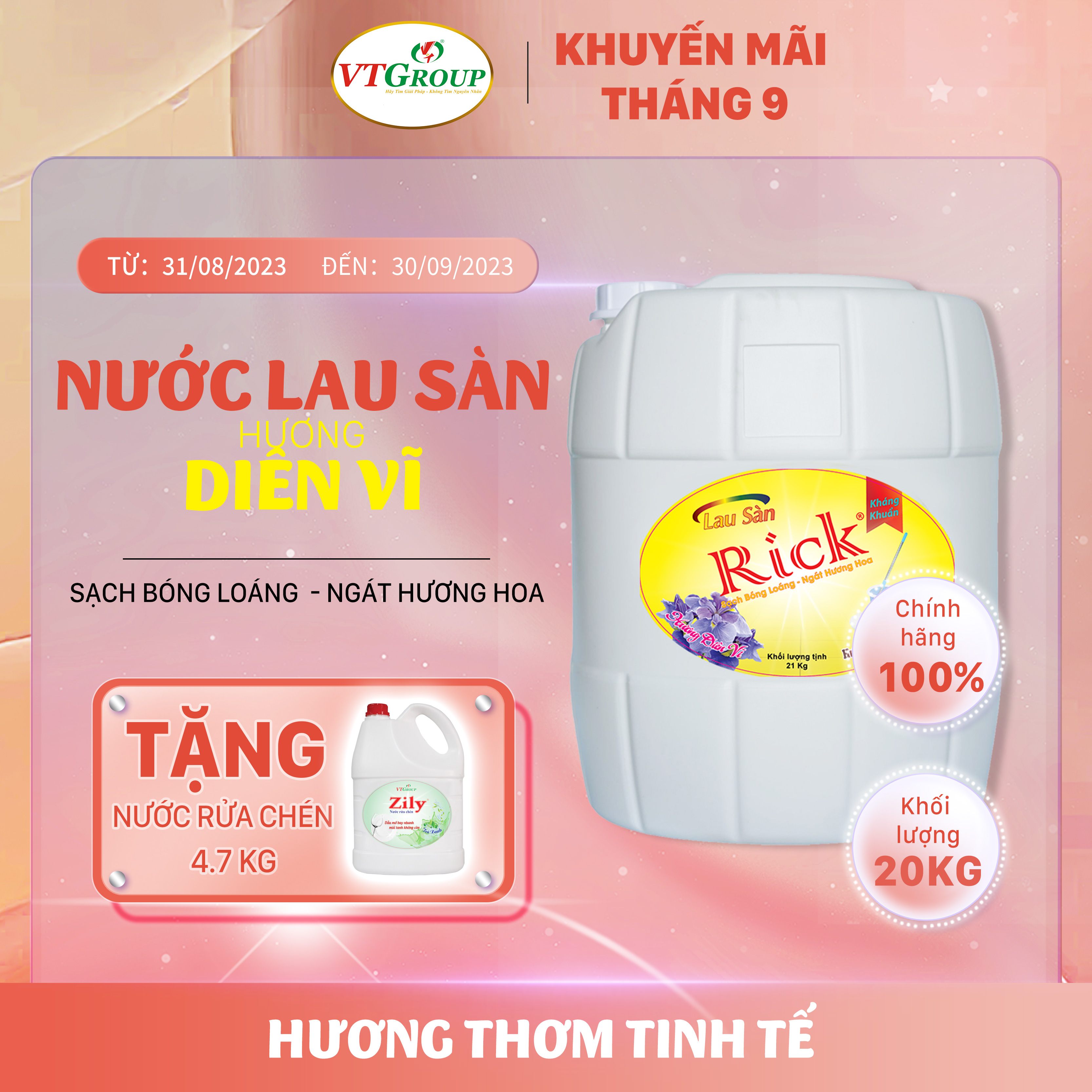 Nước lau sàn Rick 20kg (Can) - Tặng 1 NRC 4.7KG