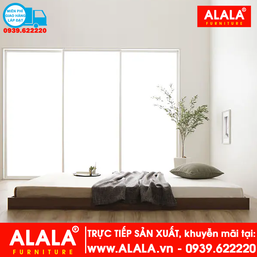 Giường thấp ALALA1005 gỗ HMR chống nước - www.ALALA.vn® - Za.lo: 0939.622220