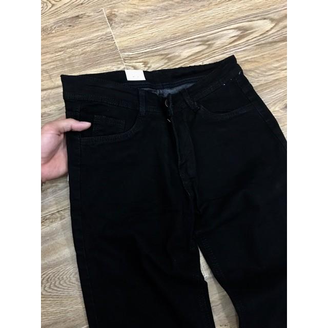 Quần Jean Nam Đen Trơn Rách Gối