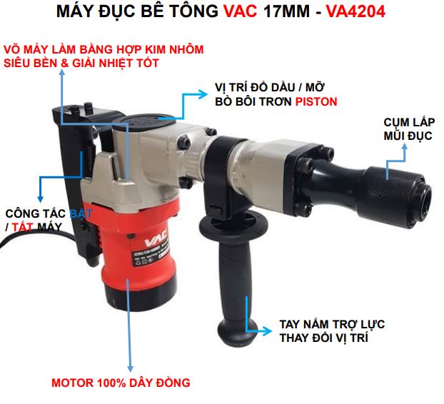 MÁY ĐỤC BÊ TÔNG VAC 17MM - VA4204