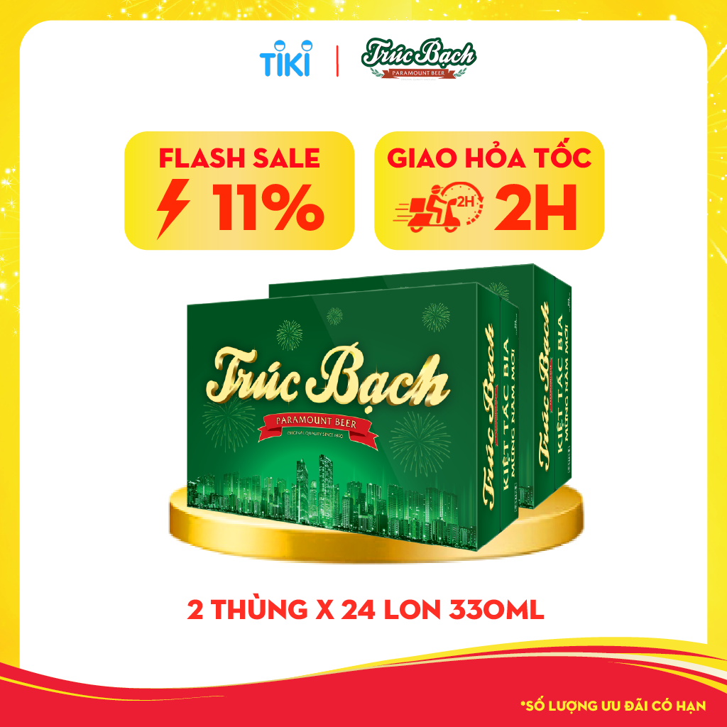 Combo 2 Thùng Bia Trúc Bạch - Thùng 24 lon 330ml - Phiên bản Tết