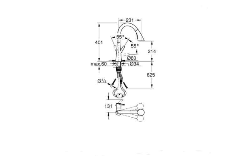 Vòi Bếp Grohe Zedra 32294002 Dây Rút