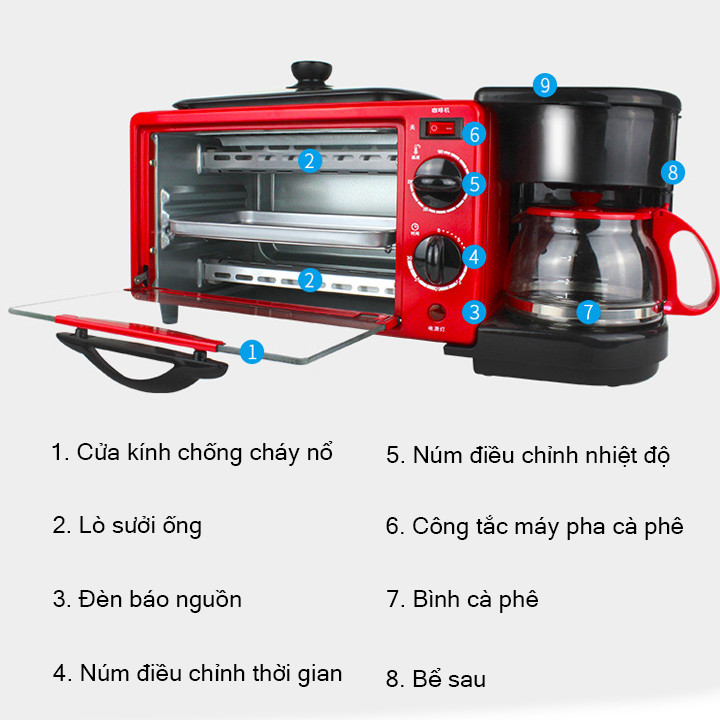 Máy Pha Cà Phê Kiêm Lò Nướng Bánh 3 in 1