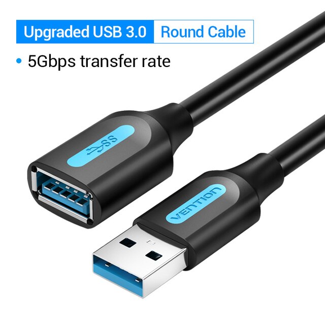 Cáp nối dài USB 3.0 Vention VAS-A45-B màu đen - Hàng chính hãng