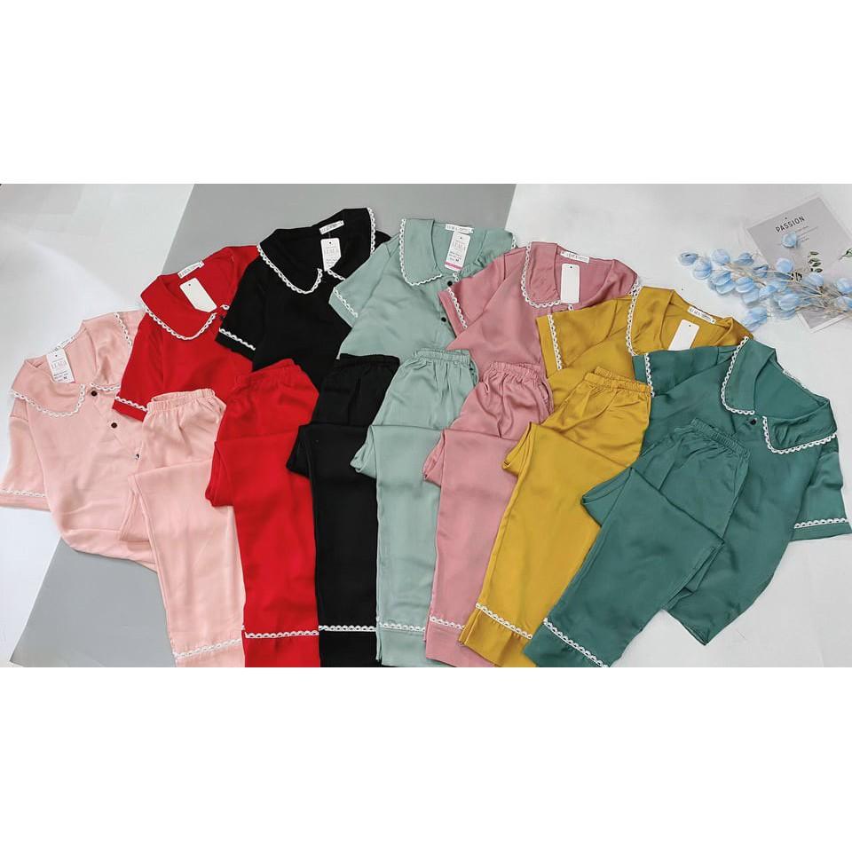 BỘ PYJAMA LỤA SATIN VIỀN REN CAO CẤP NỮ