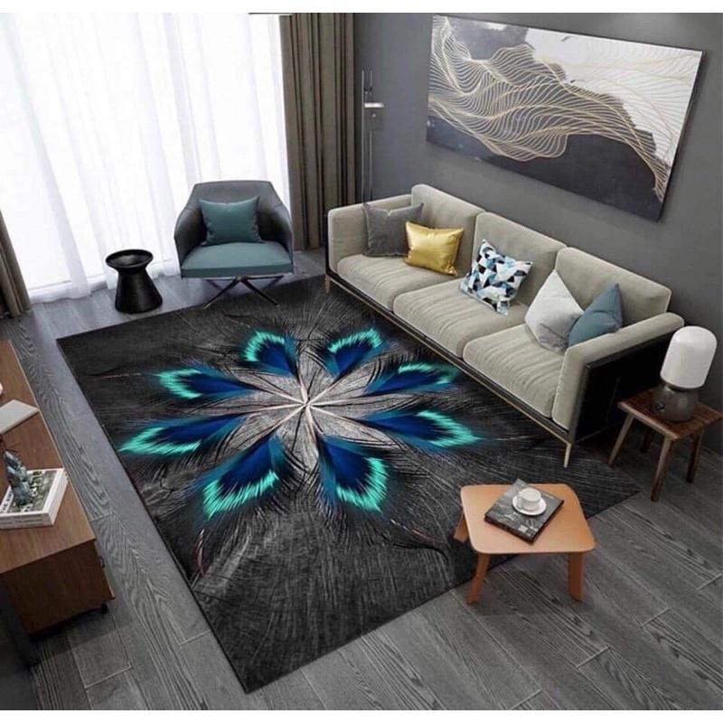 Thảm trải sàn Bali 5D mẫu đuôi công 1m6x2m3 và 2mx3m