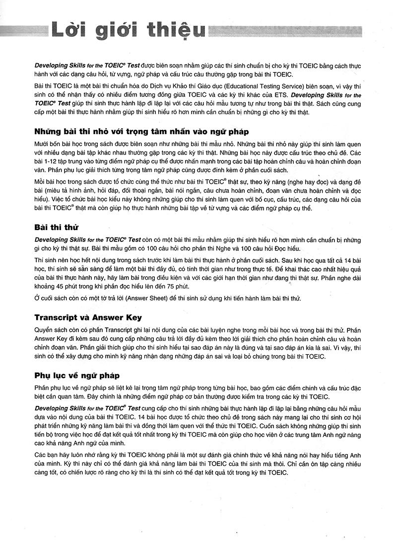 Developing Skills For The Toeic Test