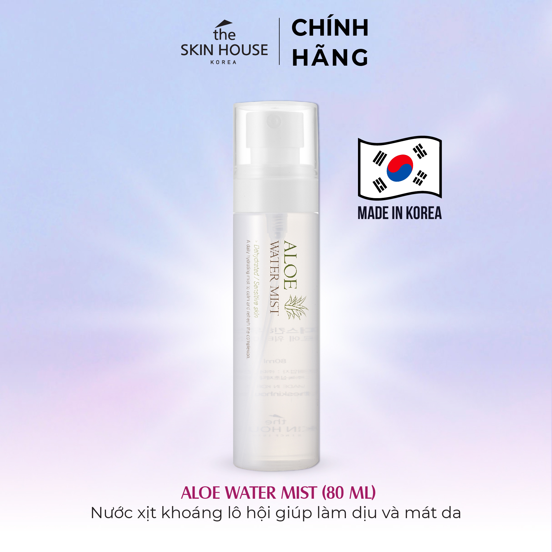 T16 Xịt khoáng lô hội giúp làm dịu và mát da Aloe Water Mist 80ml