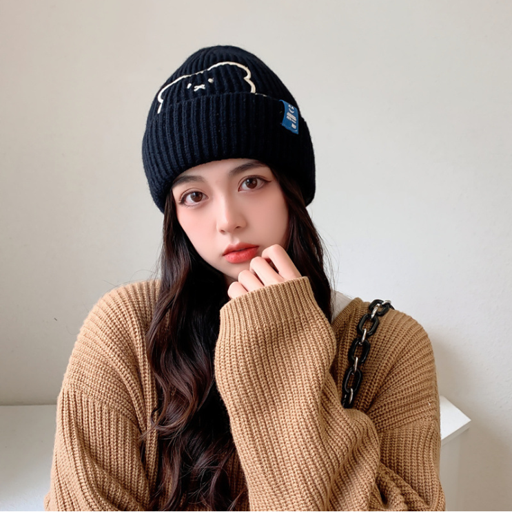 Nón len đội đầu nữ hình Gấu cute dáng beanie trùm tai thời trang mùa đông đẹp rẻ đi học đi chơi