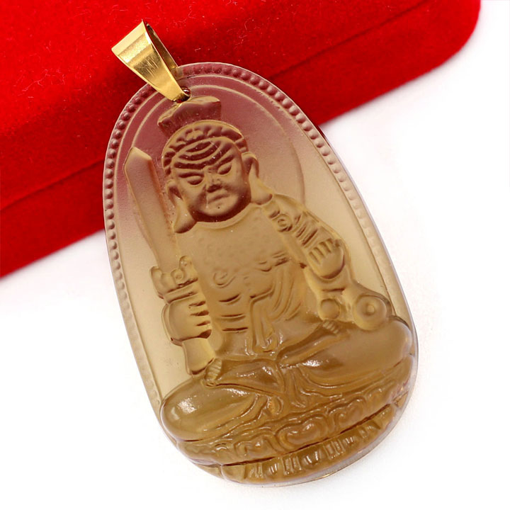 Mặt dây chuyền Phật Bất Động Minh Vương Đá Obsidian 3cm MPOB1 - phật bản mệnh tuổi Dậu - Mặt size nhỏ