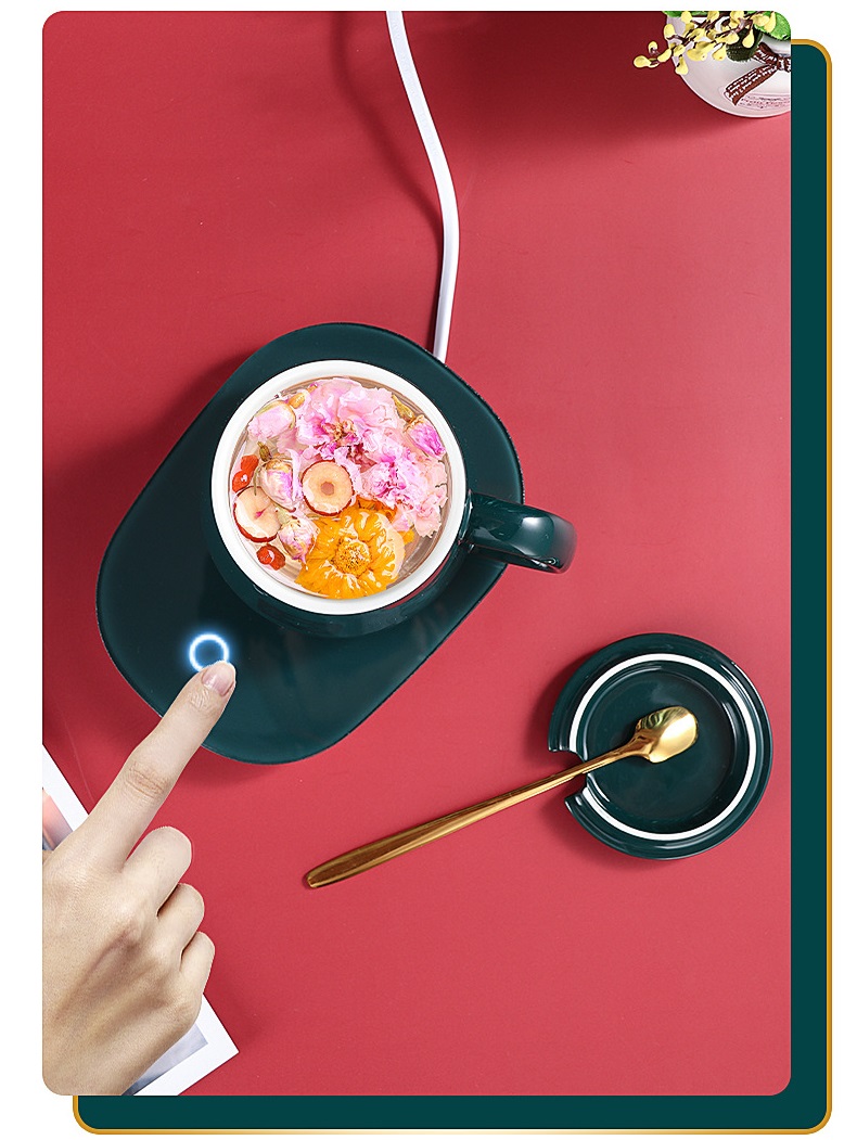 Bộ Cốc Hâm Nóng Giữ Nhiệt 55 Độ, Tặng Thìa Mạ Vàng Cao Cấp - Cốc Uống Trà - Cafe - Sữa Nóng