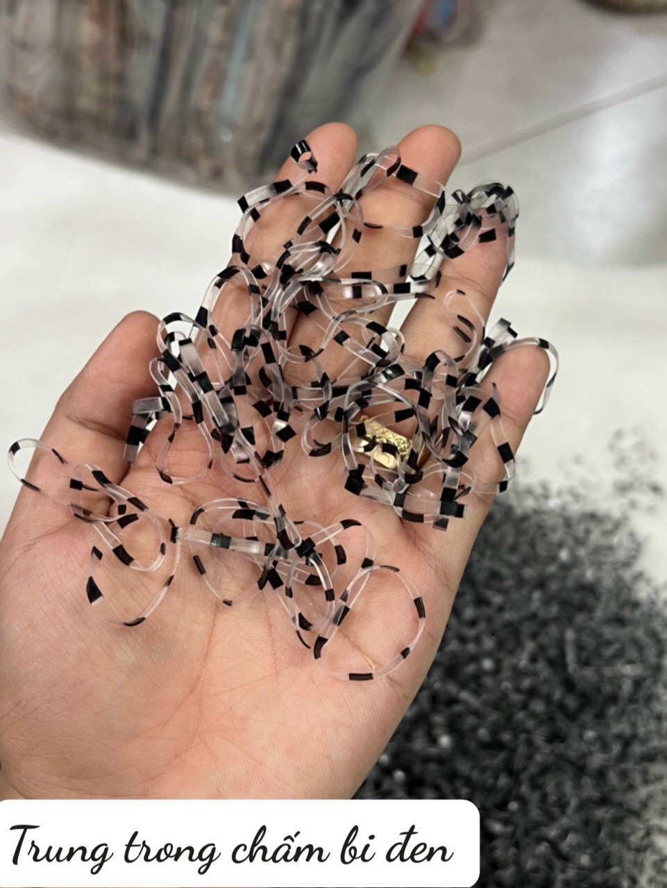 Dây Thun Cột Tóc - 30G Chấm Bi Đen Trong