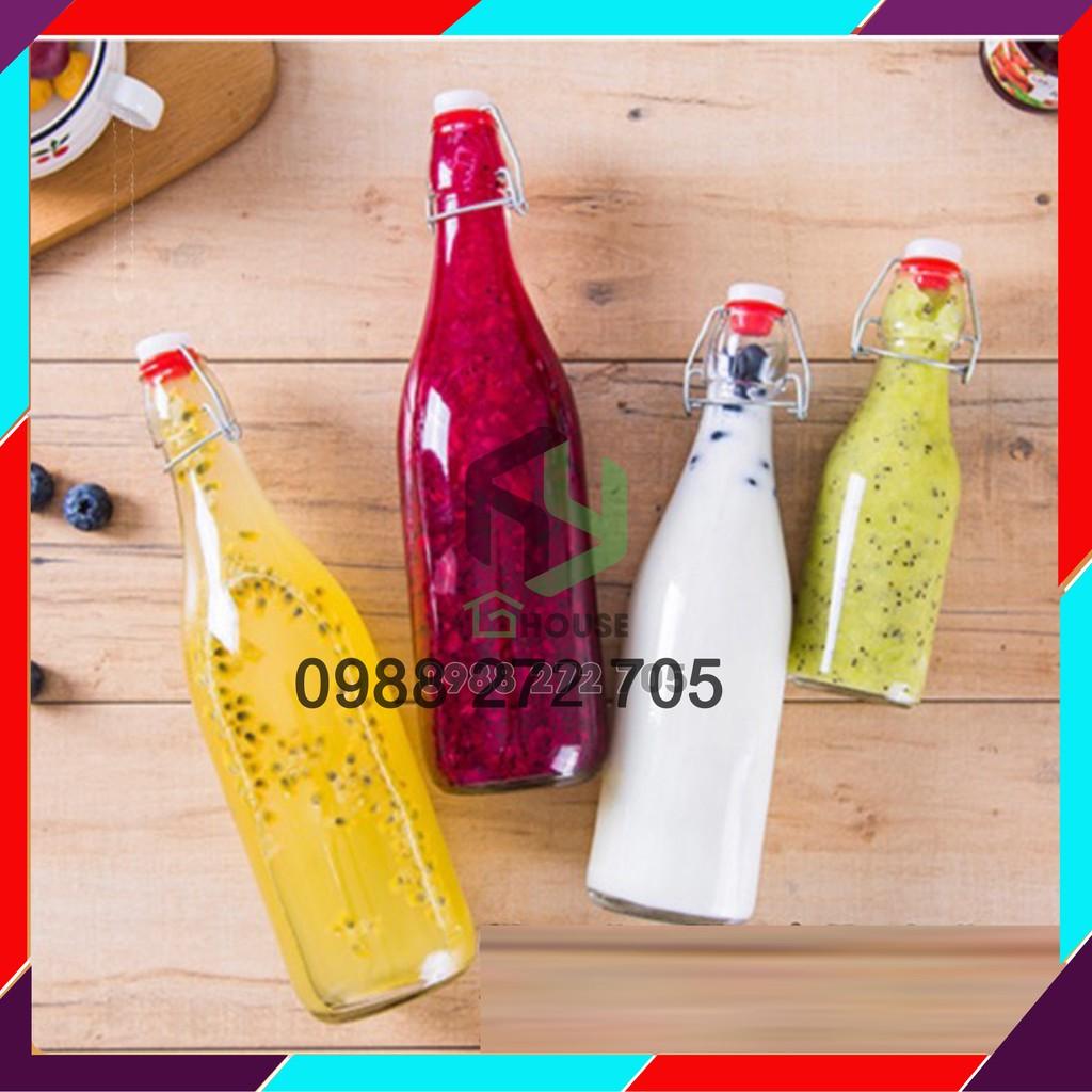 Chai thủy tinh có khóa gài 250ml thân vuông