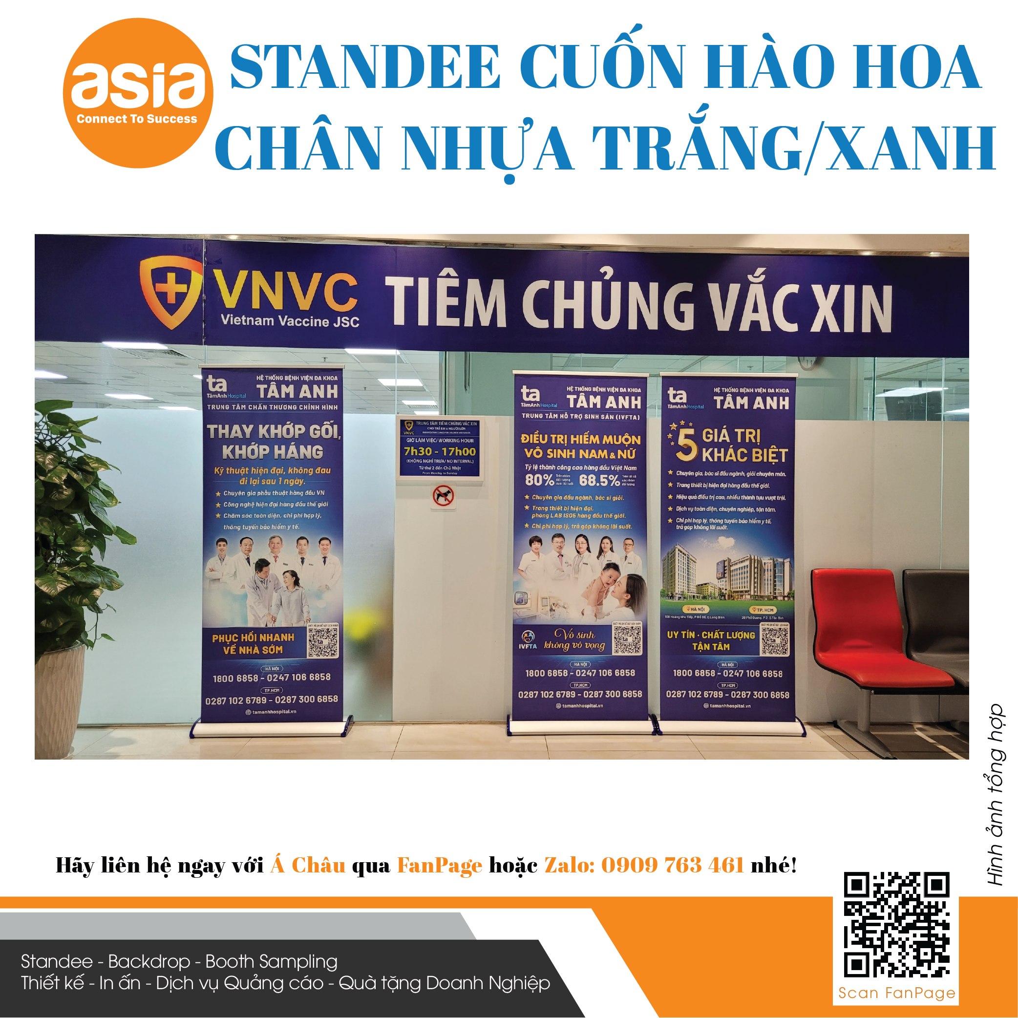 Standee cuốn hào hoa một mặt/hai mặt nhựa cao cấp 0.8x2m