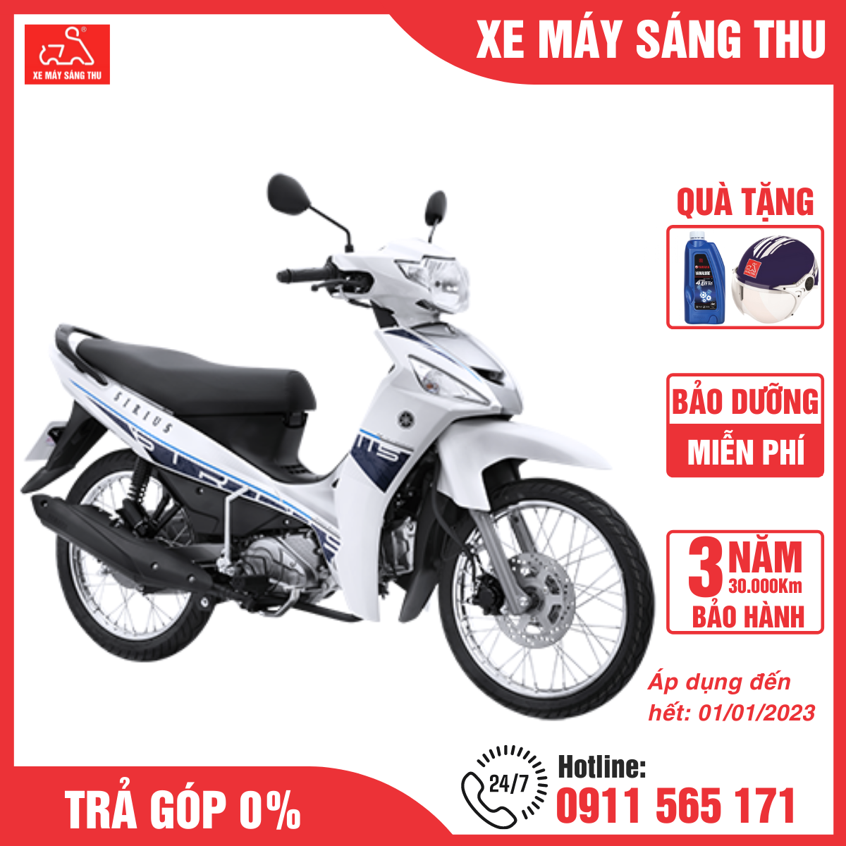 Xe Máy Sirius FI Phiên Bản Phanh Đĩa Màu Mới