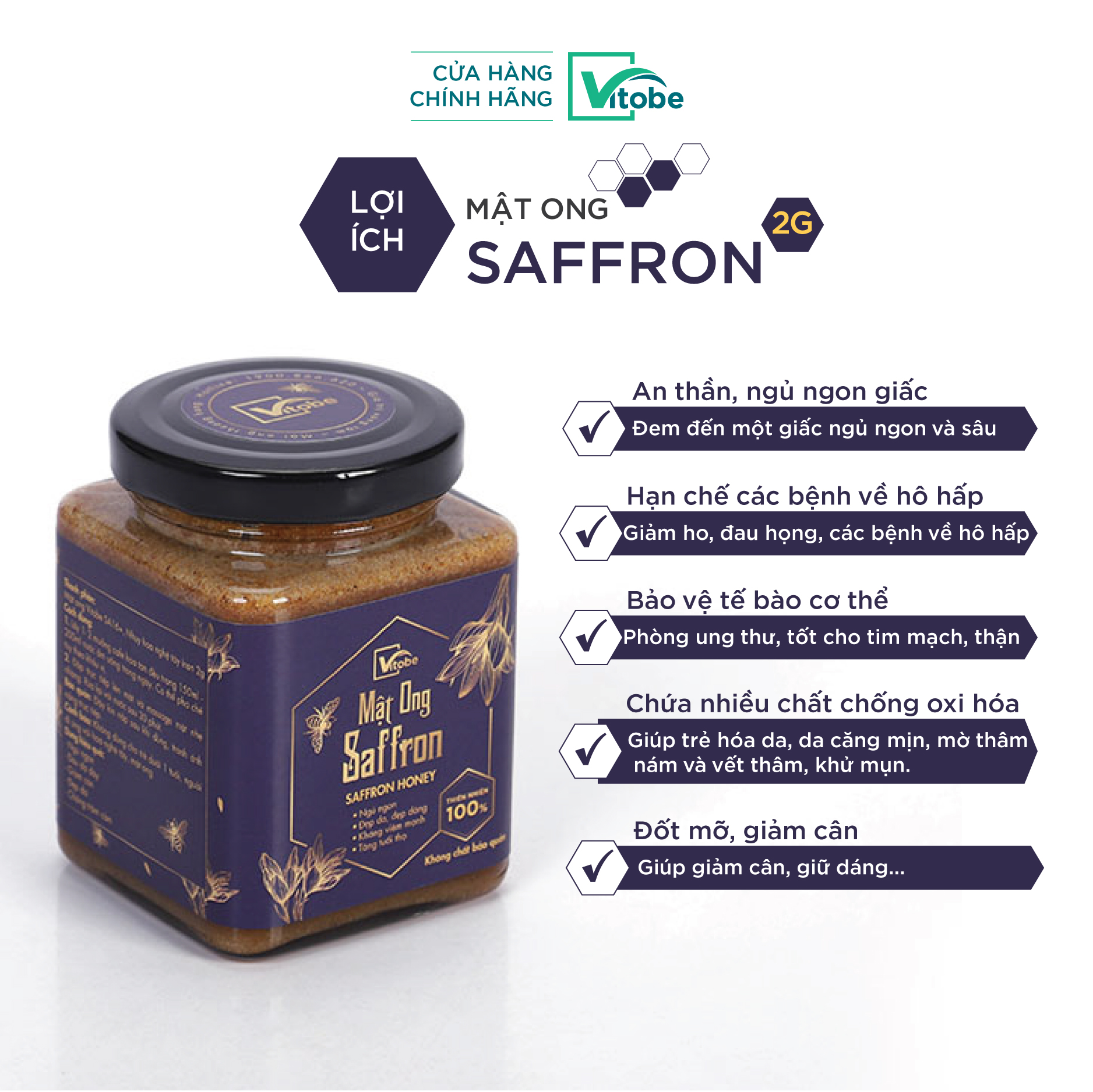 Mật Ong Saffron Vitobe , - Hữu Cơ 100%