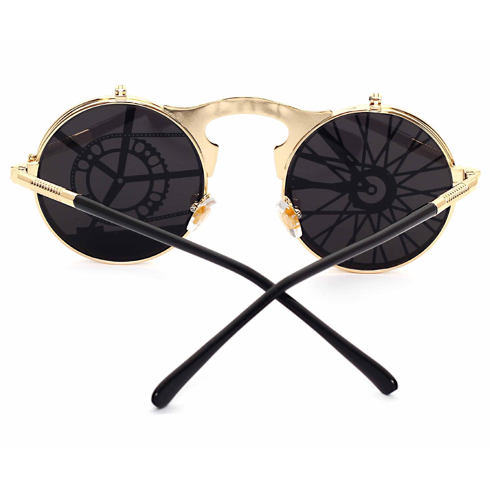 Fashion Steampunk Vintage Style Flip Up Round Sunglasses Vintage Circle Goggles Men Women