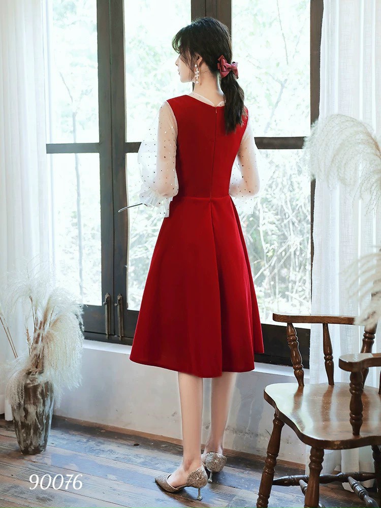 Đầm váy nữ dự tiệc đám cưới trẻ trung dịp noel lễ tết sắc đỏ rực rỡ