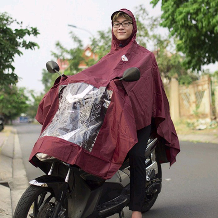 Áo Mưa Cánh Dơi Có Kiếng Đèn, Áo Mưa Kiếng Đèn Vải Dù Loại Siêu Dày, Hàng Việt Nam, Khổ To Rộng, Chống Thấm Hiệu Quả, Phù Hợp Nam Và Nữ, Có Túi Đựng, Có Lựa Chọn Màu Sắc - Đỏ Đô