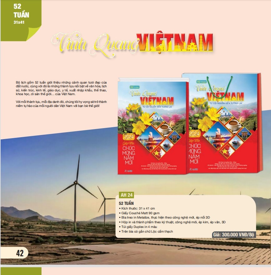 Bộ Lịch Bloc 52 tuần 2024 - AH-24 Vinh Quang Việt Nam