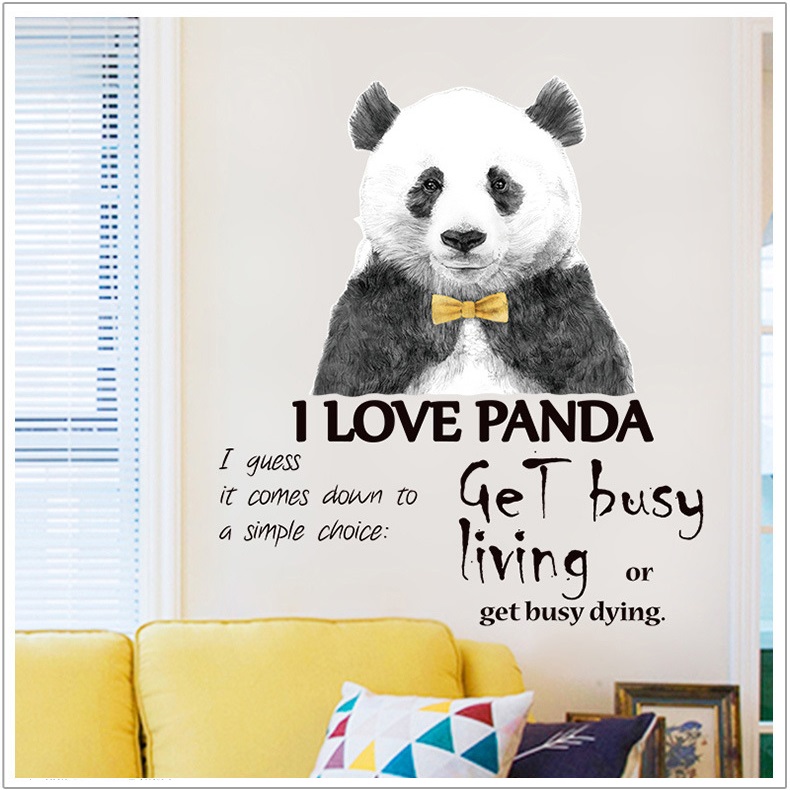 Decal dán tường I love Panda và thông điệp ý nghĩa AmyShop DKN101