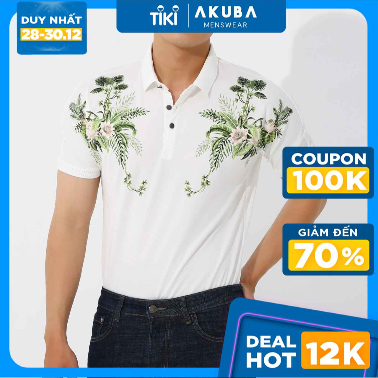 Áo Polo Nam Họa Tiết Hoa Sang Trọng AKUBA | 02D216