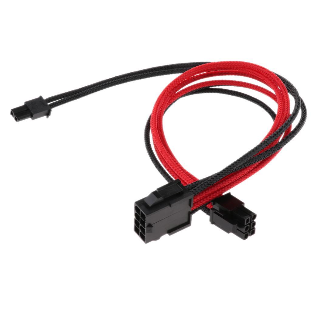 PCI-E 8-Pin Cable Extension 11.81in/30cm Sleeved Black & Red