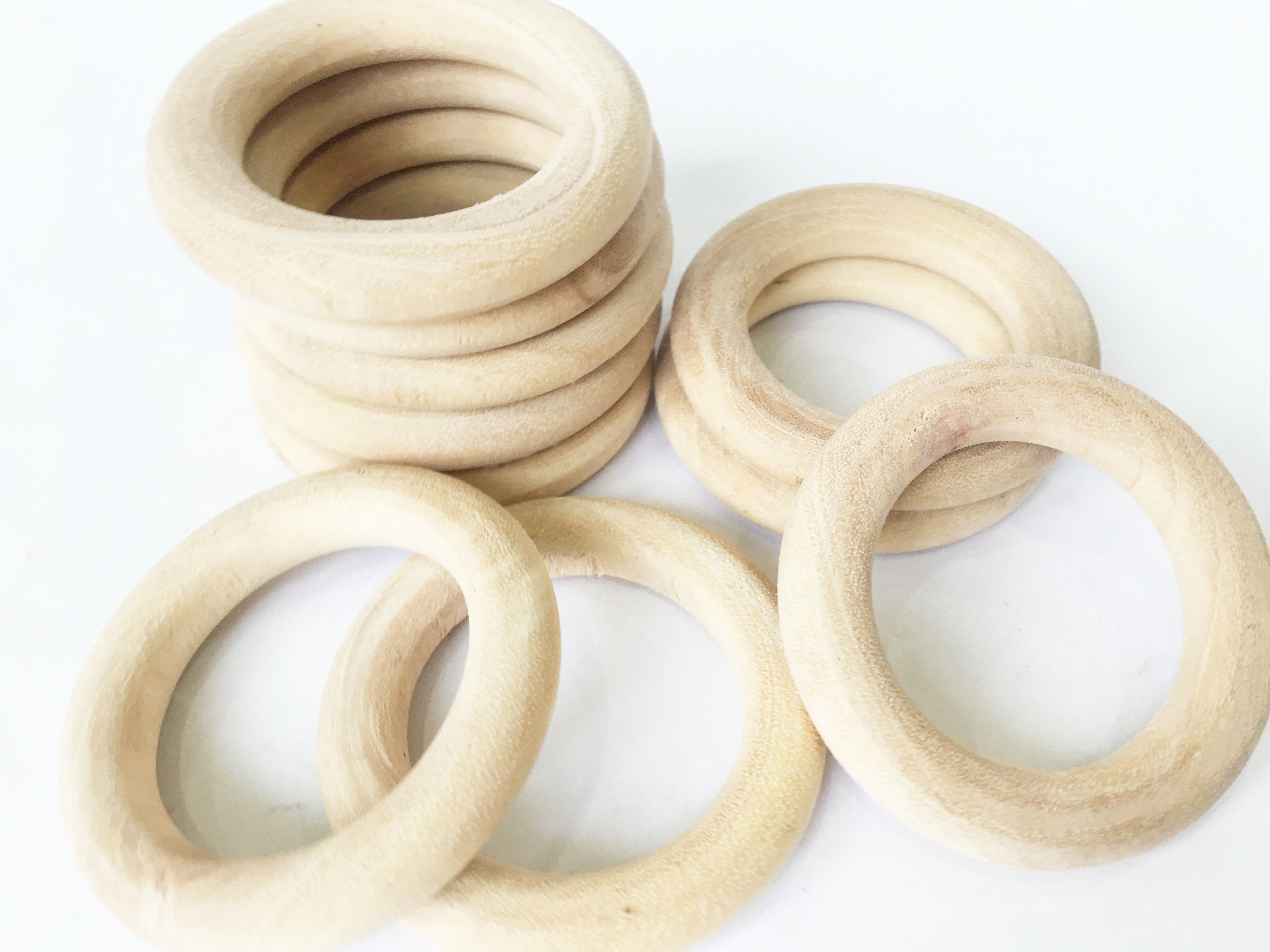 Combo 5 Vòng gỗ mộc tự nhiên , khoen gỗ làm lục lạc - vòng cầm tay đồ chơi cho bé - trang trí, handmade macrame