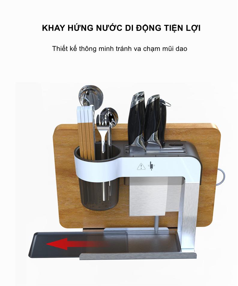 Kệ Bếp Inox 304 Đa Năng Đựng Dao Thớt, Muỗng Đũa Tiện Lợi Hàng Cao Cấp Có Khay Đựng Nước Thông Minh