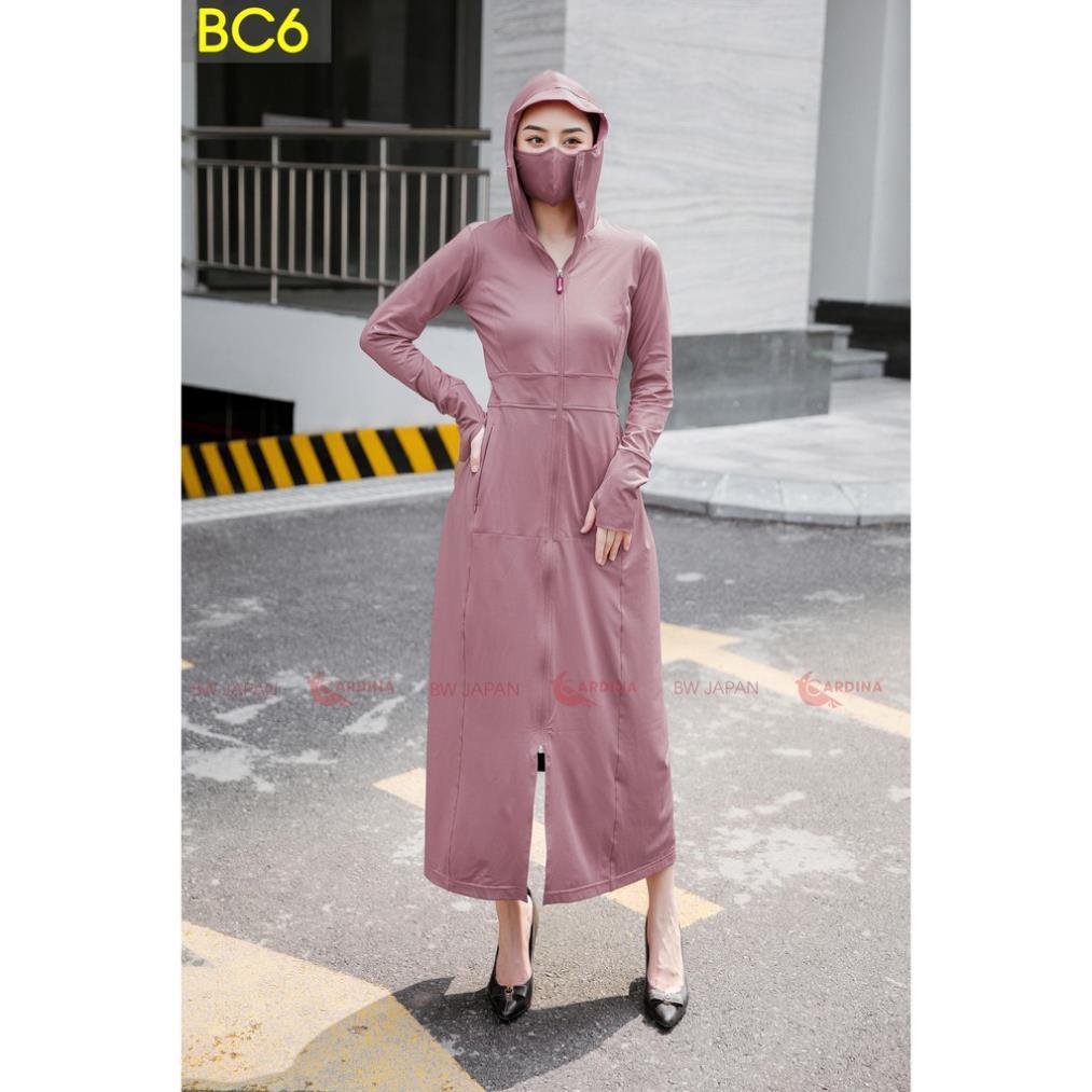 Áo chống nắng Cardina, Áo khoác chống nắng Cardina, Dáng dài hai lớp, Thun lạnh, Làm mát cơ thể, Ngăn tia UV 97%