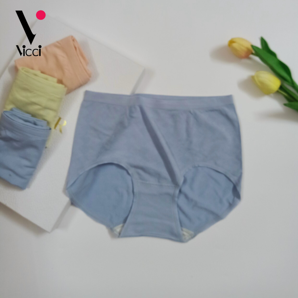 Quần lót nữ cotton cạp cao gen nhẹ Vicci QV.32 thông hơi kháng khuẩn khử mùi