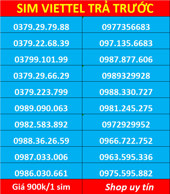 Sim viettel số đẹp - Hàng chính hãng
