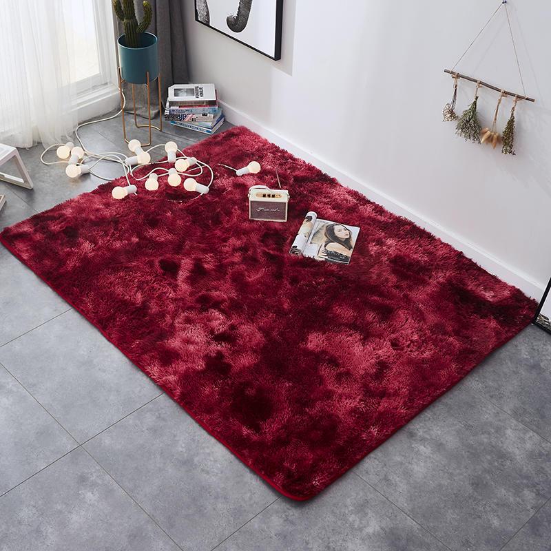Thảm Trang Trí Lông Xù Loang Trải Sàn Cao Cấp HL-16 Đỏ Rượu
