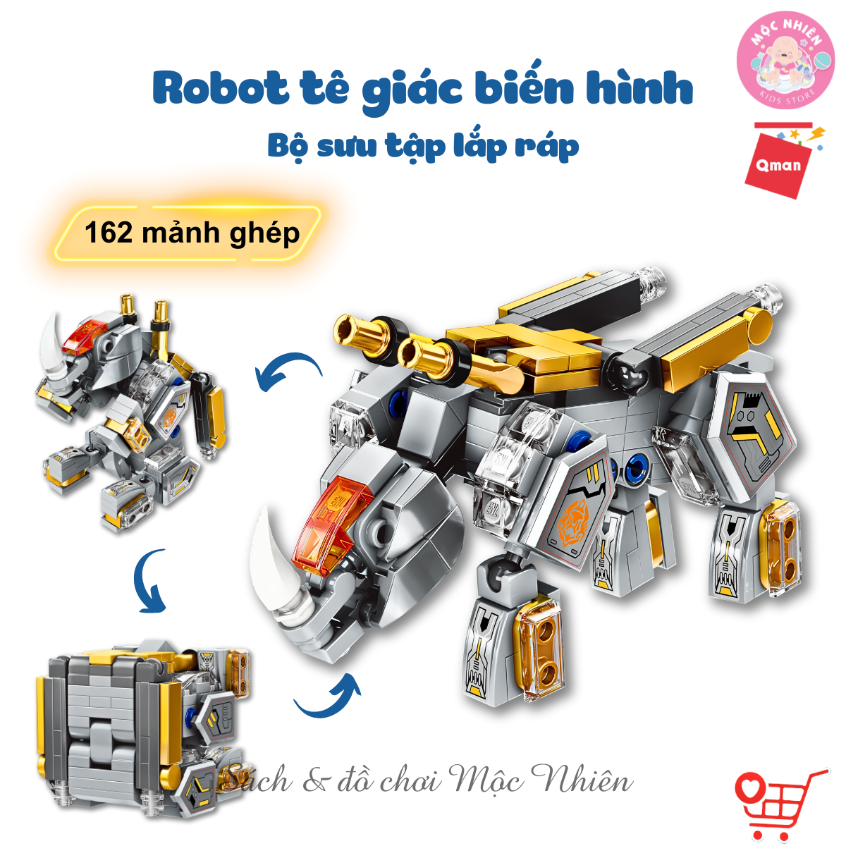 Đồ chơi lắp ráp xếp hình Qman 41224 và Qman 41219 – Robot mãnh thú biến hình Cube of Mechanical Beasts